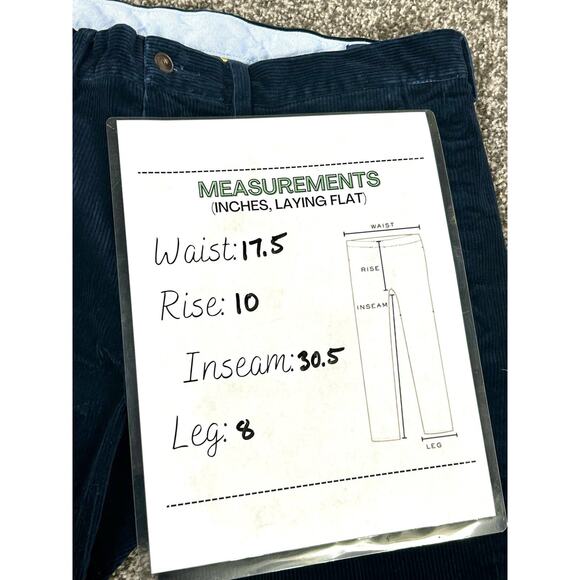 Polo Ralph Lauren Corduroy Stretch Straight Fit Pants Men's 34 x 32 Navy Blue - Picture 8 of 12